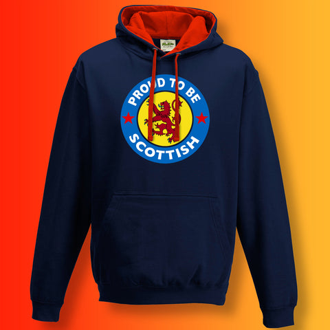 Proud to Be Scottish Contrast Hoodie Navy Red