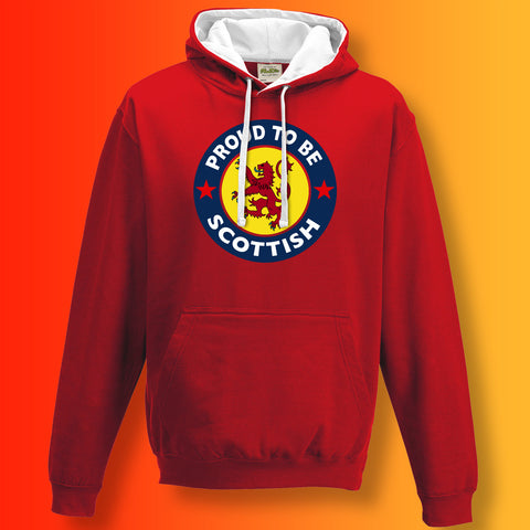Proud to Be Scottish Contrast Hoodie Red White