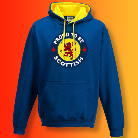 Proud to Be Scottish Contrast Hoodie Blue Yellow
