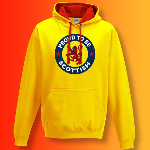 Proud to Be Scottish Contrast Hoodie Yellow Red