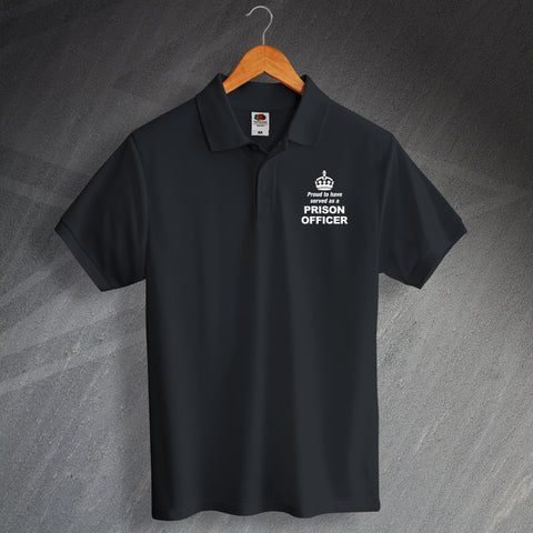 Prison Service Polo Shirt Printed Proud to Have Served as a Prison Officer Crown