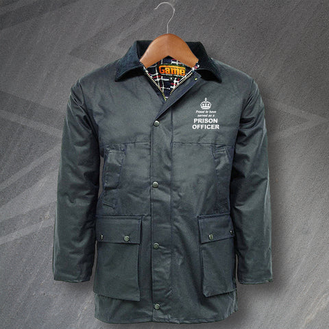 Prison Service Wax Jacket Embroidered Padded Proud to Have Served as a Prison Officer Crown