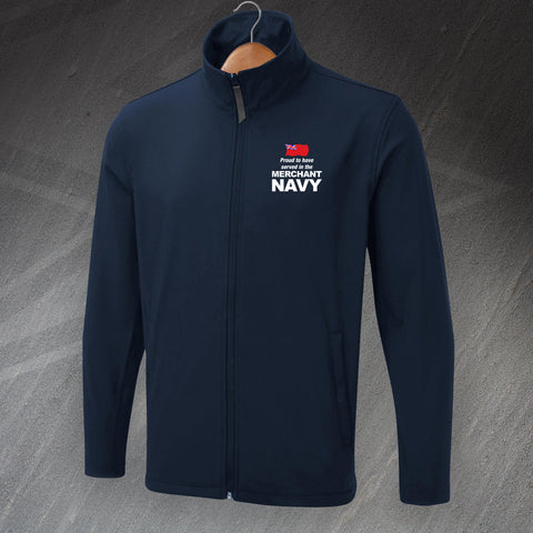 Proud to Have Served in The Merchant Navy Embroidered Waterproof Softshell Jacket