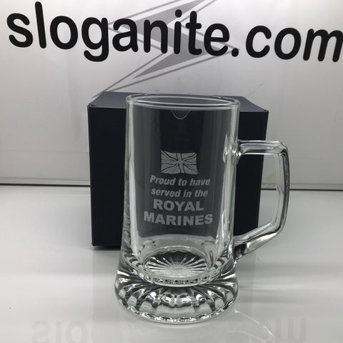 Royal Marines Glass Tankard Engraved Proud to Have Served