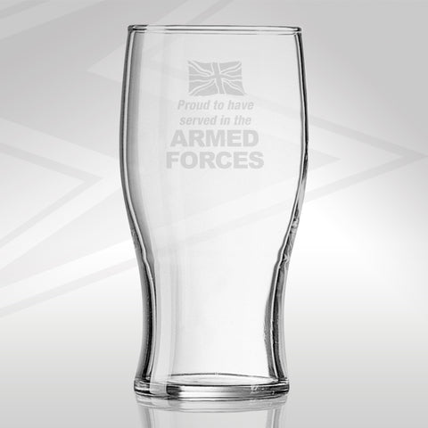 Armed Forces Pint Glass Engraved Proud to Have Served