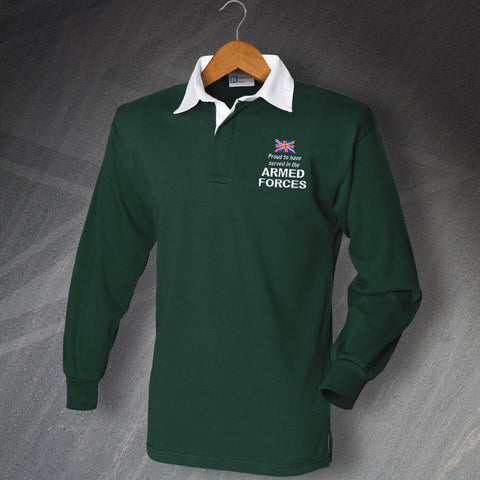 Armed Forces Rugby Shirt Embroidered Long Sleeve Proud to Have Served