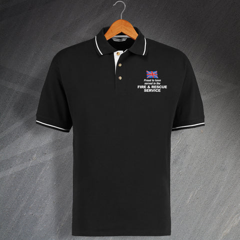 Fire Service Polo Shirt Embroidered Contrast Proud to Have Served in The Fire and Rescue Service