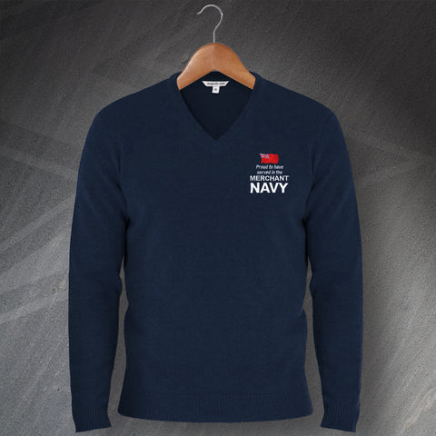 Merchant Navy Jumper Embroidered V-Neck Proud to Have Served