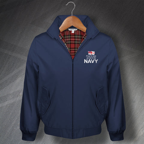 Proud to Have Served in The Navy Embroidered Harrington Jacket
