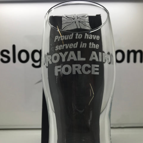 RAF Pint Glass Engraved Proud to Have Served