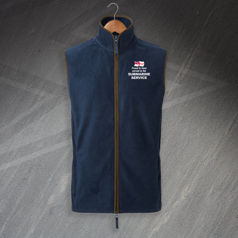 Submarine Service Fleece Gilet Embroidered Artisan Proud to Have Served