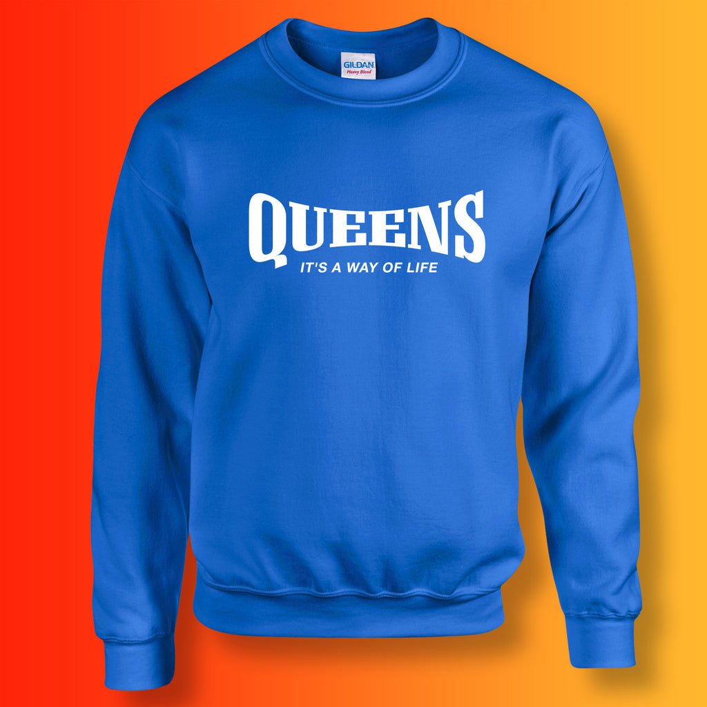 Queens Sweater with It's a Way of Life Design Royal Blue