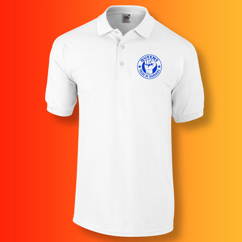 Queens Polo Shirt with The Pride of Dumfries Design White