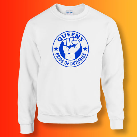 Queens Sweater with The Pride of Dumfries Design White