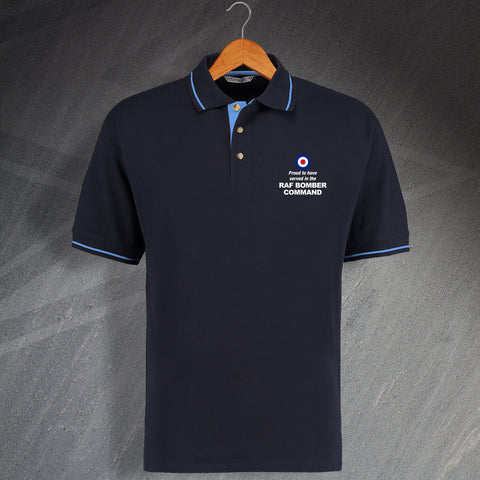 Proud to Have Served In The RAF Bomber Command Embroidered Contrast Polo Shirt