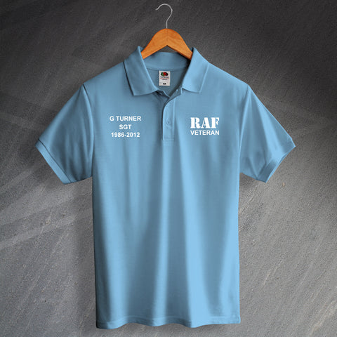 RAF Polo Shirt Printed Personalised Veteran