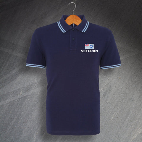 RAF Polo Shirt Embroidered Tipped Royal Air Force Ensign Veteran