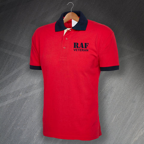 RAF Polo Shirt Embroidered Tricolour Veteran
