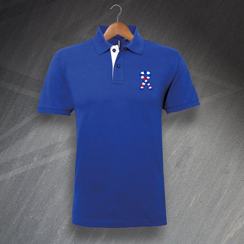 Rangers Football Scarf Polo Shirt Embroidered Classic Fit Contrast