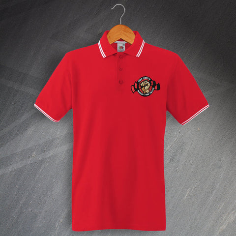 Salford Rugby Polo Shirt Embroidered Tipped Red Devils Keep The Faith