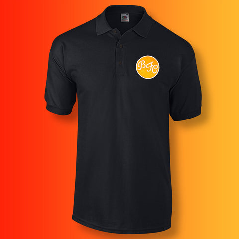 Retro Blackpool Polo Shirt with Embroidered Badge Black