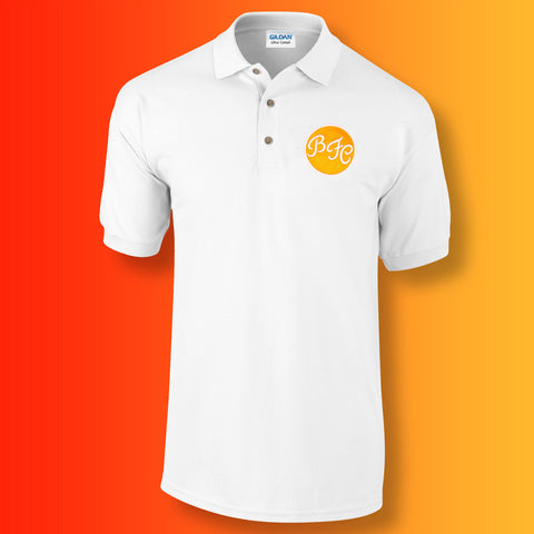 Retro Blackpool Polo Shirt with Embroidered Badge White