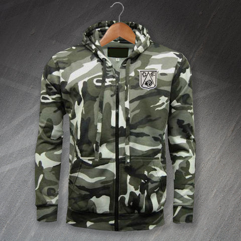 Retro Derby 1946 Embroidered Camouflage Full Zip Hoodie