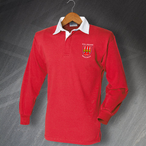 Retro Dial Square Embroidered Long Sleeve Rugby Shirt