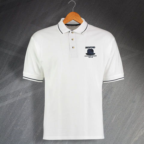 Luton Football Polo Shirt Embroidered Contrast League Cup Winners 1988