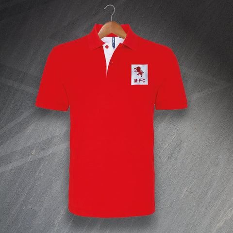 Middlesbrough Football Polo Shirt Embroidered Classic Fit Contrast 1973