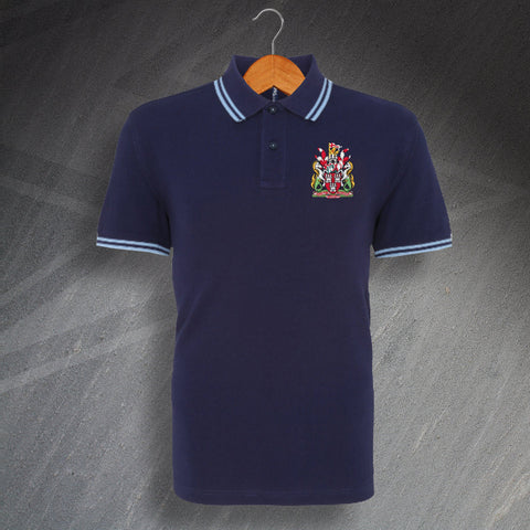 Retro Newcastle 1969 Embroidered Tipped Polo Shirt