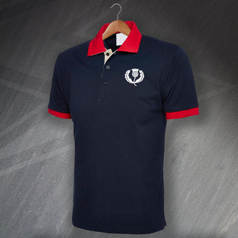 Retro Scotland Rugby 1925 Embroidered Tricolour Polo Shirt