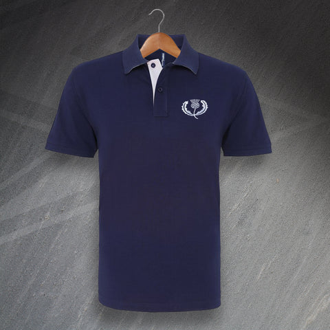 Retro Scotland Rugby 1925 Embroidered Classic Fit Contrast Polo Shirt
