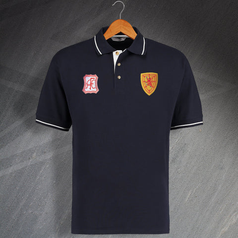 Aberdeen Football Polo Shirt Embroidered Contrast 1963 & 1879 Scotland National Team Badge