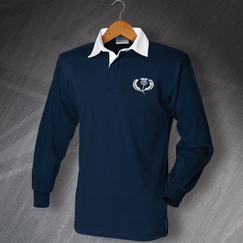 Retro Scotland Rugby 1925 Embroidered Long Sleeve Rugby Shirt
