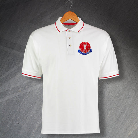 Retro Stoke League Cup 1972 50th Anniversary Embroidered Contrast Polo Shirt