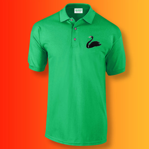 Retro Swansea Polo Shirt with Embroidered Badge Green