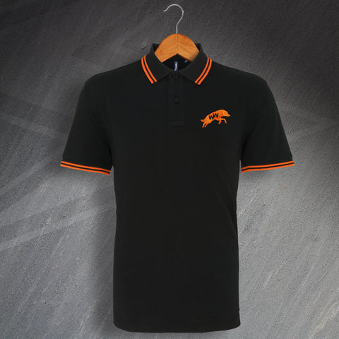 Wolves Football Polo Shirt Embroidered Tipped 1970s