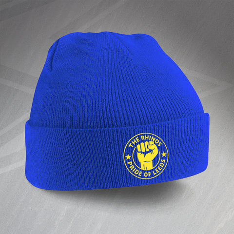 The Rhinos Rugby Beanie Hat Embroidered Pride of Leeds