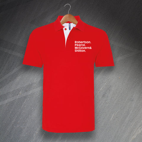 Nottm Forest Football Polo Shirt Embroidered Classic Fit Contrast Robertson Pearce McGovern & Shilton