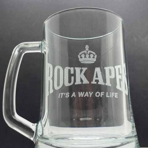 Rock Apes Engraved Glass Tankard