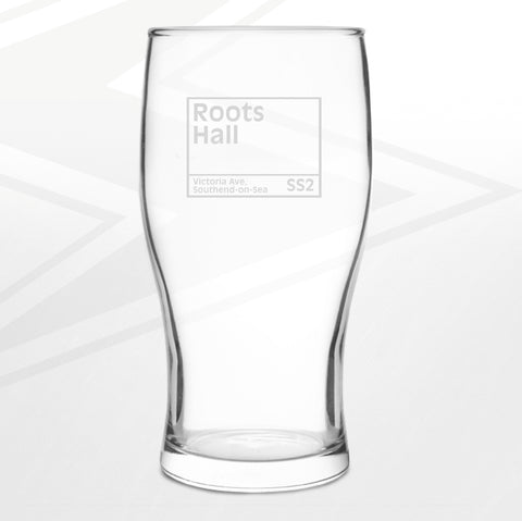 Southend Football Pint Glass Engraved Roots Hall