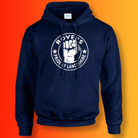 Rovers Hoodie with The Pride of Lancashire Design Navy