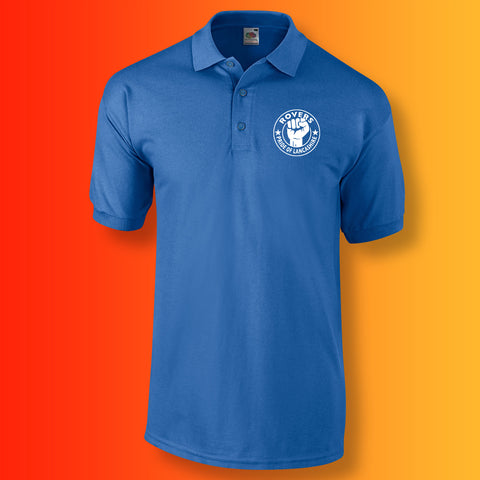 Rovers Polo Shirt with The Pride of Lancashire Design Blue
