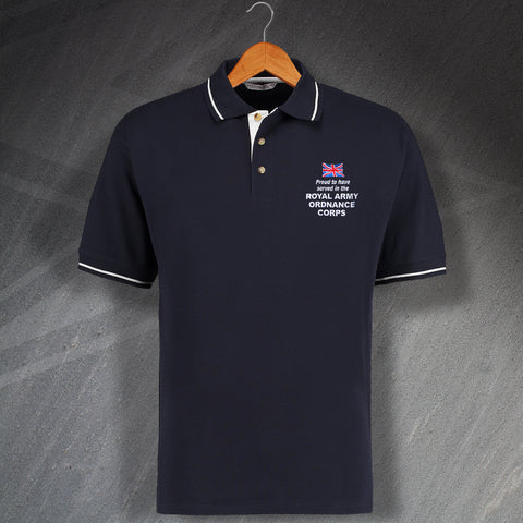 Proud to Have Served In The Royal Army Ordnance Corps Embroidered Contrast Polo Shirt