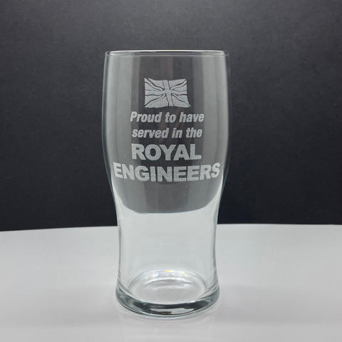 Royal Engineers Pint Glass Engraved Proud to Have Served