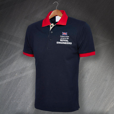 Royal Engineers Polo Shirt Embroidered Tricolour Proud to Have Served