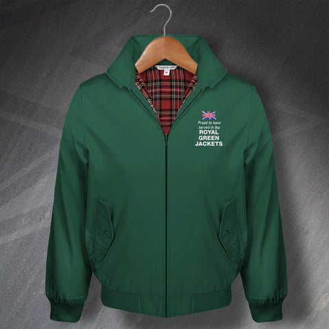 Royal Green Jackets Harrington Jacket Embroidered Proud to Have Served