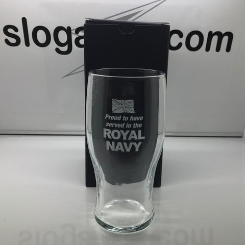 Proud to Have Served in The Royal Navy Engraved Beer Glass