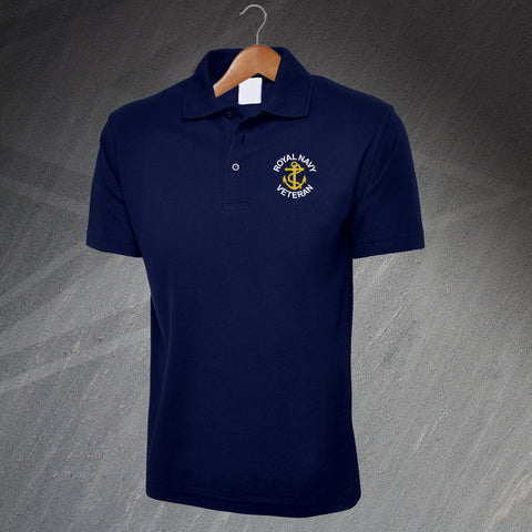 Royal Navy Veteran Anchor Embroidered Polo Shirt
